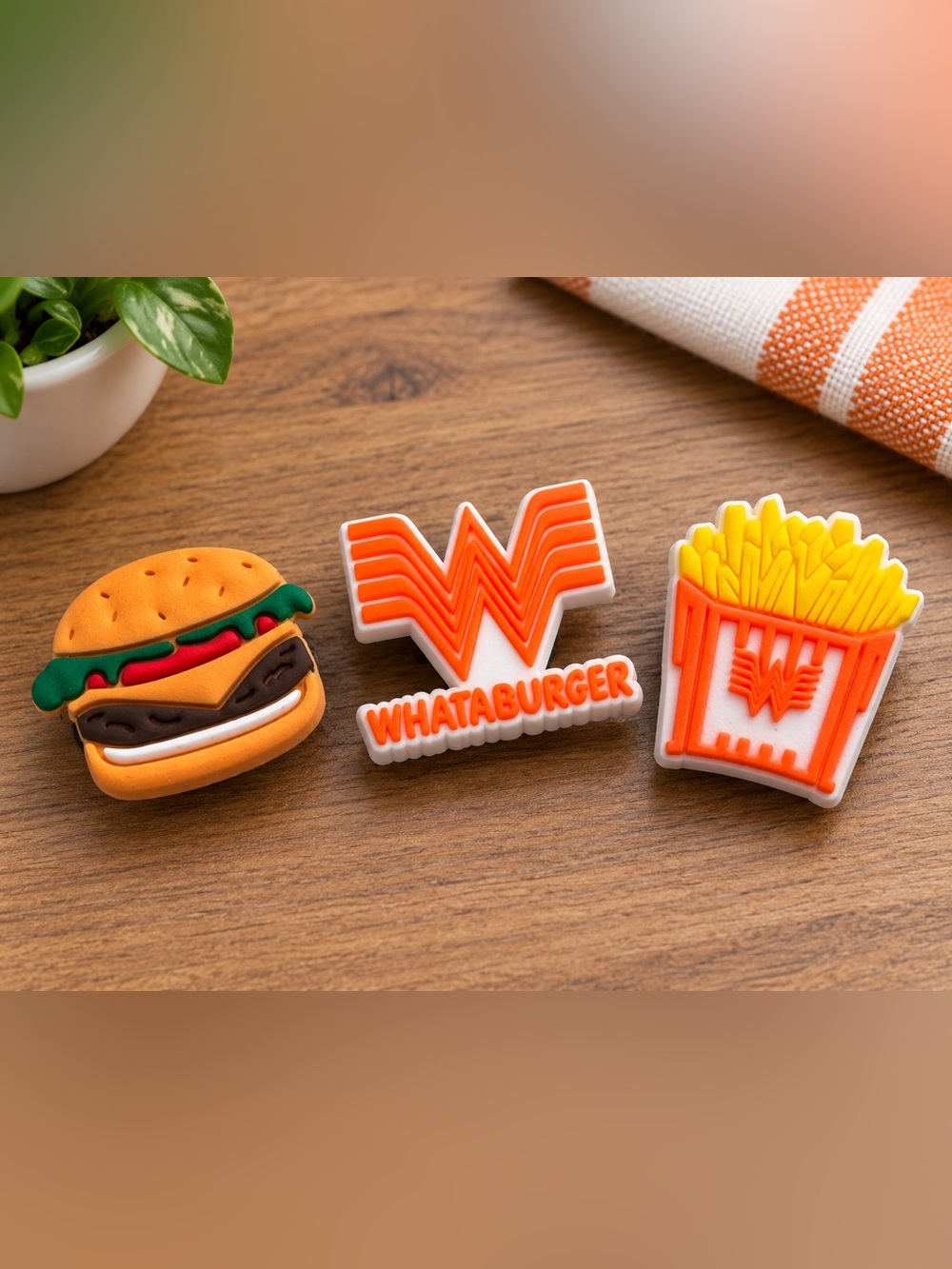 CROCS Jibbitz Whataburger 3pc Playful Burger Charms NEW - OS